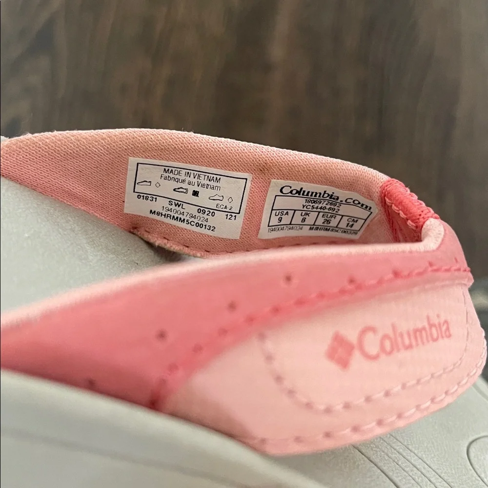 Columbia Toddler Girls Oliver Springs Pink and Gray Flip Flops size 9